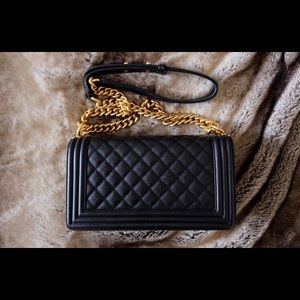 CHANEL Bags - CHANEL Le Boy Black Caviar Gold Hardware CHANEL Bags - CHANEL Le Boy Black Caviar Gold Hardware